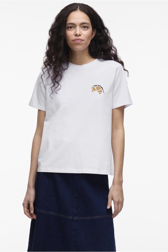 VINORA S/S T-SHIRT - NOOS 14103448 Bright White/EMB CROSSAINT